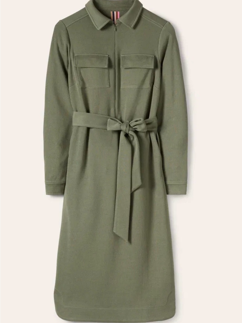 BODEN Ponte Midi Shirt Dress Alder Green Utility Belted Size 8